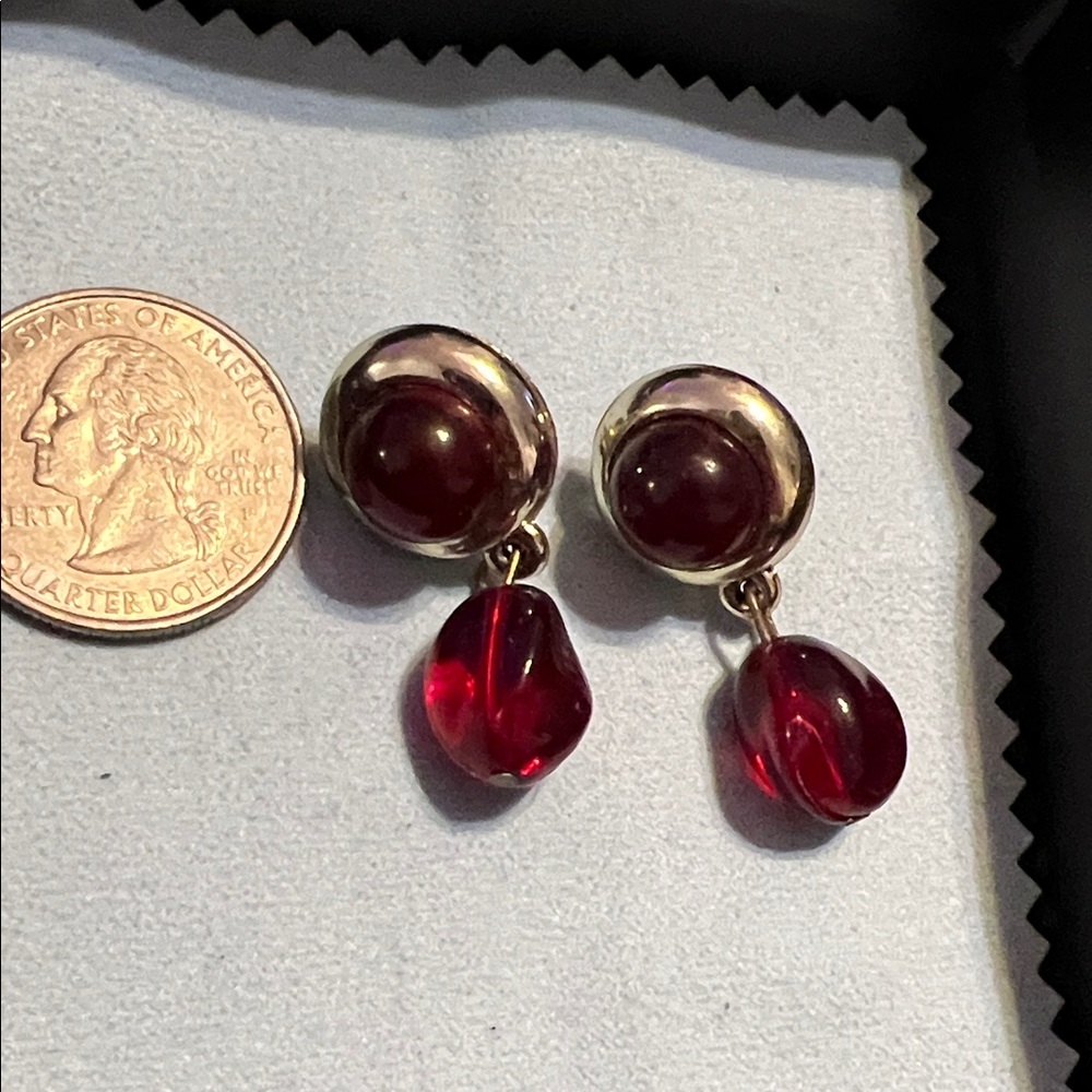 Elegant Red and Gold Drop Earrings